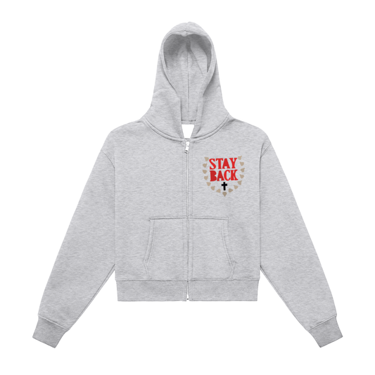 “Stay Back” Zip Hoodie – Heather Grey
